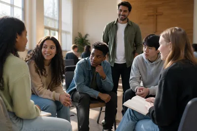 Teens Gathering in Bright Church Room
