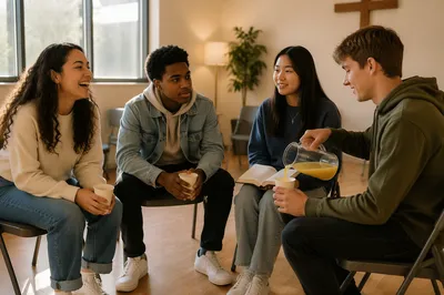 Teen Youth Group in Church Community Room