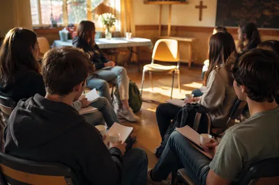 Teens Gather in Cozy Church Fellowship Room