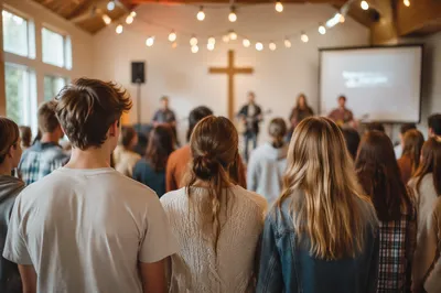 Youth Group Worship in Contemporary Church Hall