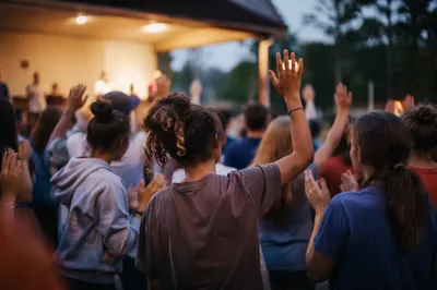 Teens Worship Together at Church Pavilion