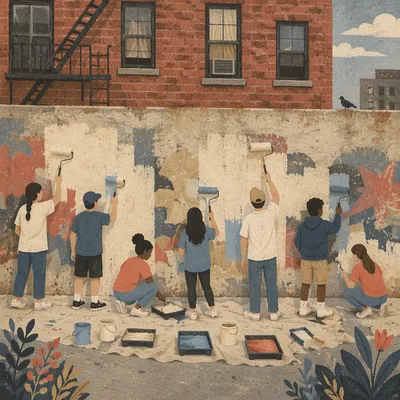 Youth Mission Team Painting Community Wall