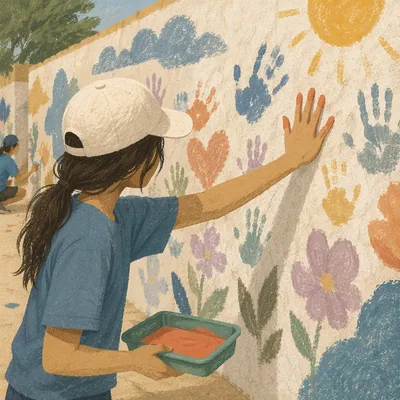 Youth Mission Handprint Wall Service Moment