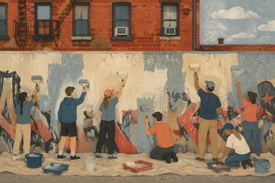 Youth Mission Team Painting Community Wall