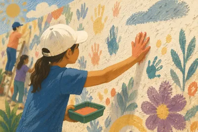 Youth Mission Handprint Wall Service Moment