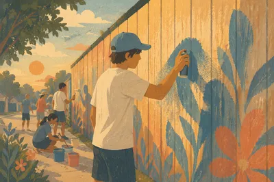 Youth Mission Team Painting Community Wall