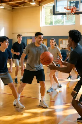 Youth Basketball Game in Church Gym