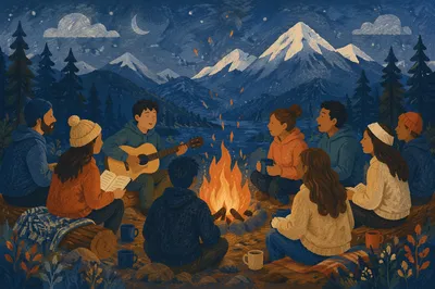 Mountain Campfire Worship at Youth Retreat