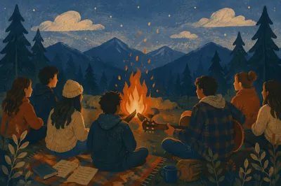 Mountain Campfire Worship at Youth Retreat