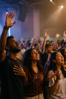 Youth Worship Gathering in Modern Church Hall