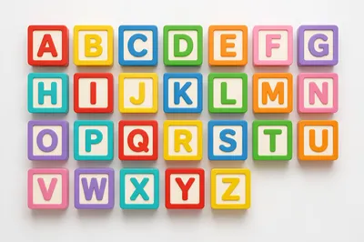 Colorful Alphabet Blocks on White Table