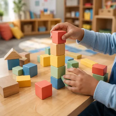 Colorful Wooden ABC Blocks Learning Scene