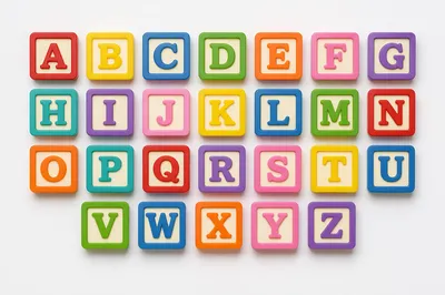 Colorful Alphabet Blocks on White Table