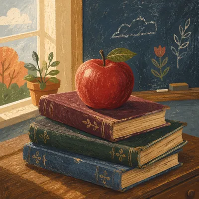 Red Apple on Vintage Books