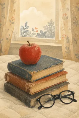 Red Apple on Vintage Books