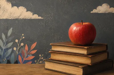 Red Apple on Classic Book Stack