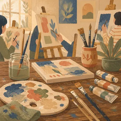Creative Art Class Palette and Canvas