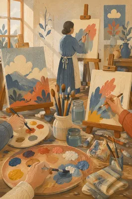 Bright Art Classroom with Paint Palette