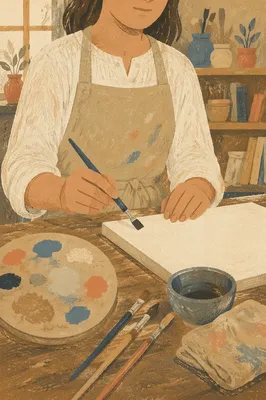 Art Student Painting in Cozy Studio