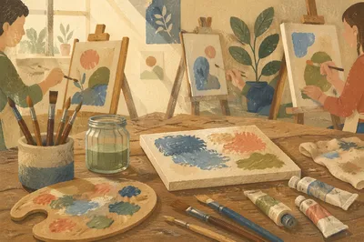 Creative Art Class Palette and Canvas