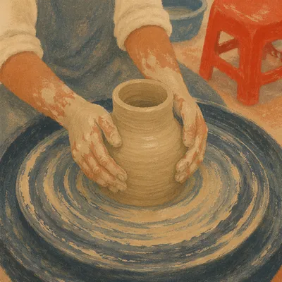 Hands Shaping Clay in Art Class