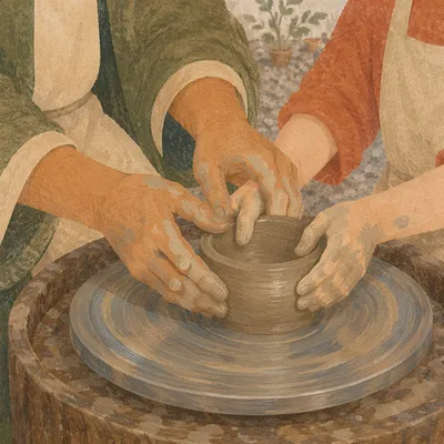 Hands Shaping Clay in Pottery Class