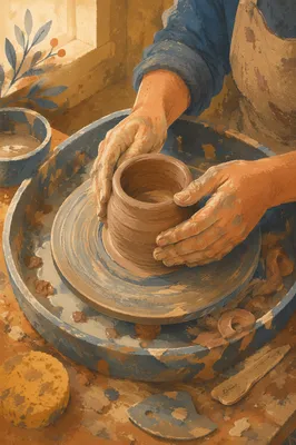 Hands Shaping Clay in Art Class