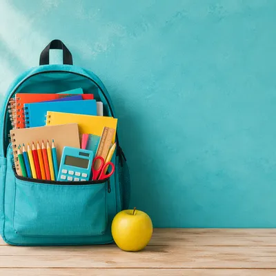 Bright Teal Backpack with School Supplies