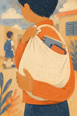 Student with Backpack and School Supplies