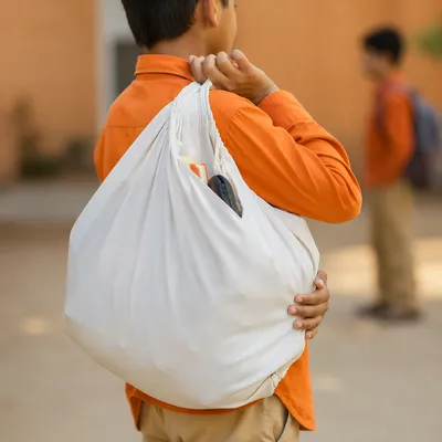 Student Carrying Backpack with School Supplies