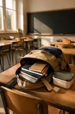 Sunlit Classroom Backpack and School Supplies