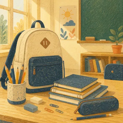 Back to School Desk With Backpack