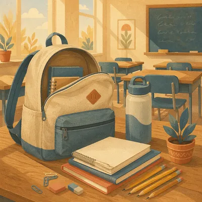 Sunlit Back to School Desk Scene