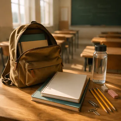Sunlit Back to School Desk Scene