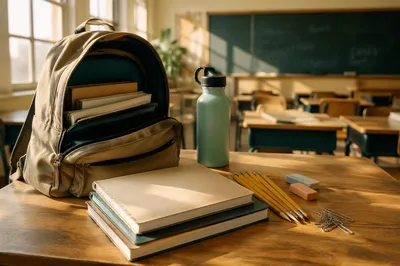 Sunlit Back to School Desk Supplies