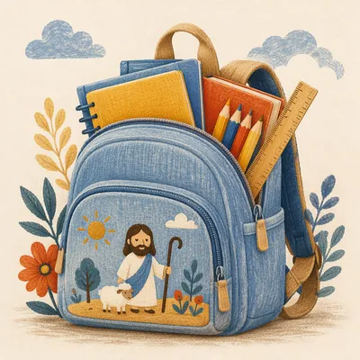 Cheerful Yellow Backpack with School Supplies