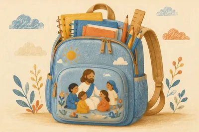 Yellow Backpack with School Supplies