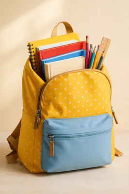 Yellow Backpack with School Supplies
