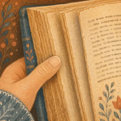 Open Aged Book in Warm Reading Light