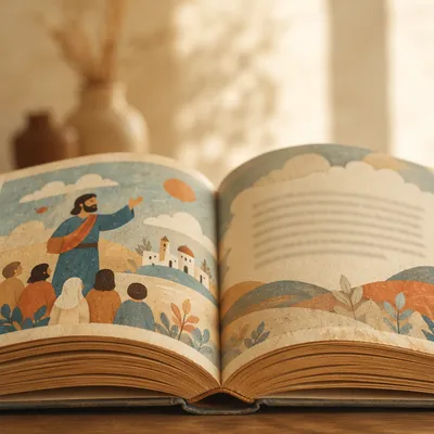 Open Book Pages in Warm Study Light