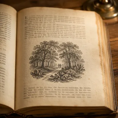 Vintage Storybook Pages in Warm Study Light