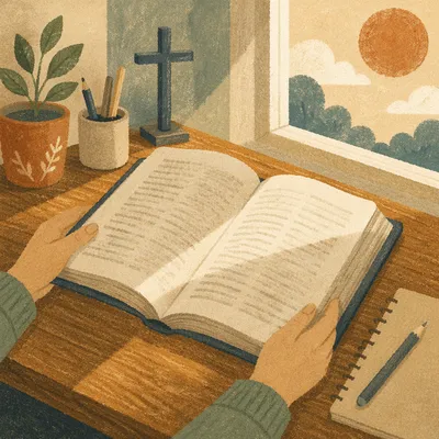 Open Study Book in Morning Light