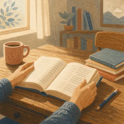 Open Study Book in Morning Classroom Light