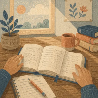 Open Bible Study Pages in Morning Light