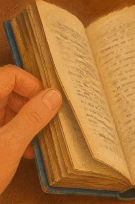 Open Aged Book in Warm Reading Light