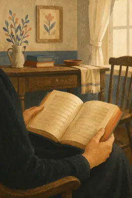 Open Book in Quiet Vintage Reading Room