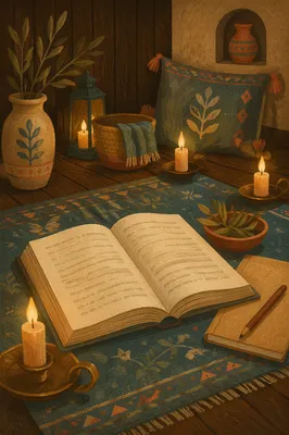 Open Study Book by Candlelight