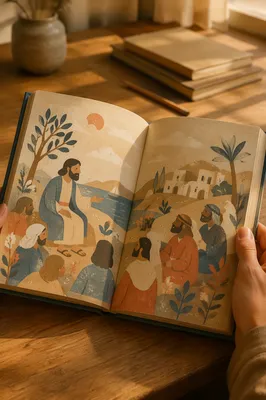 Open Book Reading in Warm Study Light