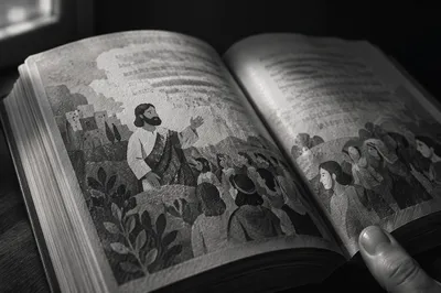 Open Book Pages in Quiet Study Light