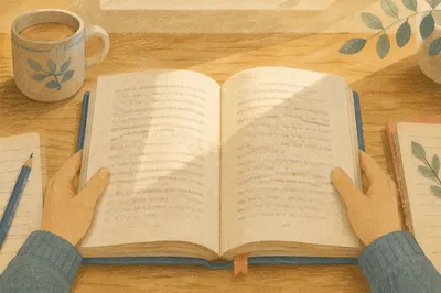 Open Book on Warm Study Desk